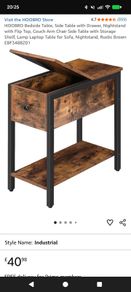 Narrow industrial side table