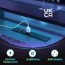 140 CM Computer Desk with Power Outlets & LED Lights with Monitor Shelf Gaming Desk with Shelves Writing Desk with Storage Office Desk &Workstation for Home Office Bedroom Image 4