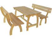 Beer Table with 2 Benches Impregnated Pinewood