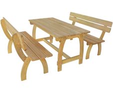 Beer Table with 2 Benches Impregnated Pinewood