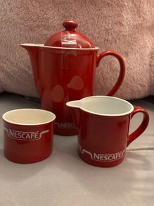 Vintage Nescafe Coffee Pot, Sugar Bowl and Milk Jug
