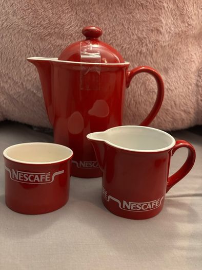 Vintage Nescafe Coffee Pot, Sugar Bowl and Milk Jug