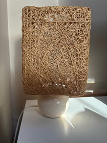 Table lamp wicker shade