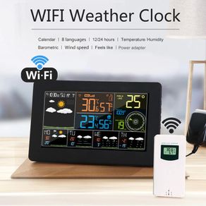 WiFi Weather Station APP Control Smart Weather Monitor Indoor Outdoor Temperature Humidity Barometric Wind Speed Functions