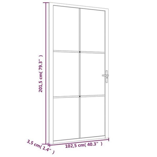 Interior Door 102.5x201.5 cm Black Matt Glass and Aluminium