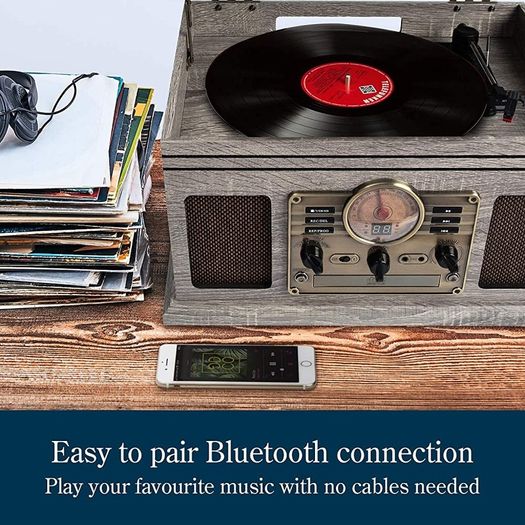 Player Vinyl Turntable with Speakers USB MP3 Playback/Bluetooth/FM Radio/CD And Cassette Player/Vinyl LP Records/SD Card Reader (FREE POSTAGE)