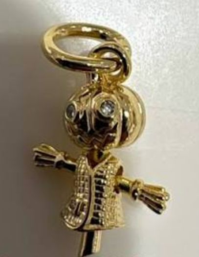 Pandora Pumpkin Scarecrow Dangle Gold Charm  New