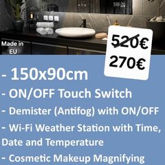 LED Bathroom Mirror Dual LED Antifog Wi-Fi Weather