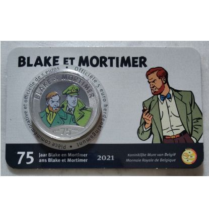 Belgium 5 Euro Brilliant Uncirculated Coin 2021 - 75 years Blake and Mortimer (Color) - Belgian Coin-card Catalogue