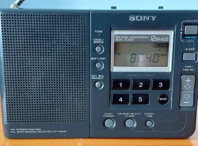 Vintage Sony ICF-SW30 12 Band PLL Synthesized Receiver Radio, used, working well.