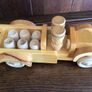 Vintage Wooden Toy Truck With 2 Figures And Kegs Image 3
