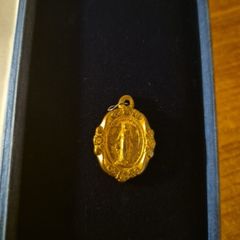 1960s Dainty Gold Tone Miraculous Medal of the Immaculate Conception 1960s .80inches