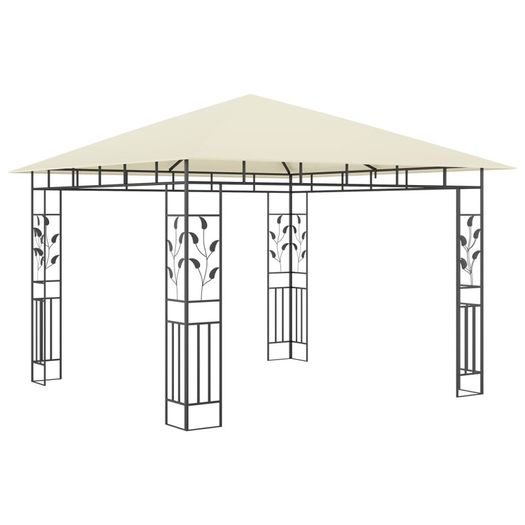 Gazebo with Mosquito Net and String Lights 3x3x2.73 m Cream 180 g/m Sq