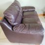 2 x two seater brown faux leather couches Image 3