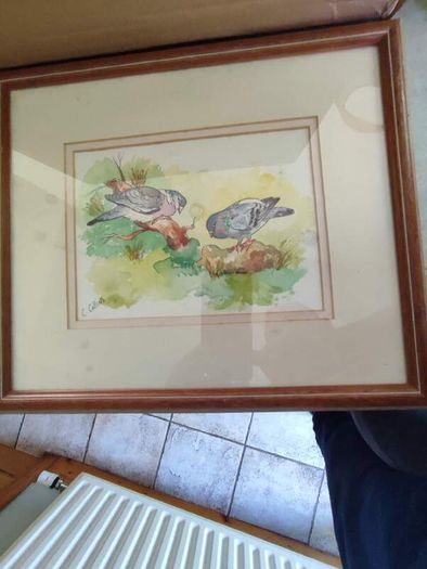 Lovely Framed Watercolor Painting Signed C. Collins .
