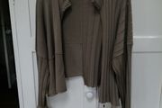 Sarah Pacini Taupe Cotton Zipped Cardigan One Size