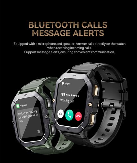 Smart Watch 5ATM Waterproof Inch Full HD Military Watch with Blood Pressure, Smart Watch Men with Heart Rate SpO2 Sleep Monitor Pedometer, 100+ Sports Modes Sports Watch