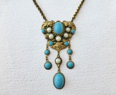 1930s Art Deco Vintage Victorian Art Nouveau Brass Necklace