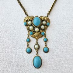 1930s Art Deco Vintage Victorian Art Nouveau Brass Necklace