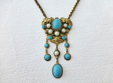 1930s Art Deco Vintage Victorian Art Nouveau Brass Necklace