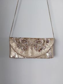 Accessorize gold sequin clutch