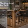 Kitchen Bar Table with Storage Shelves and Fold Out Extension Image 7