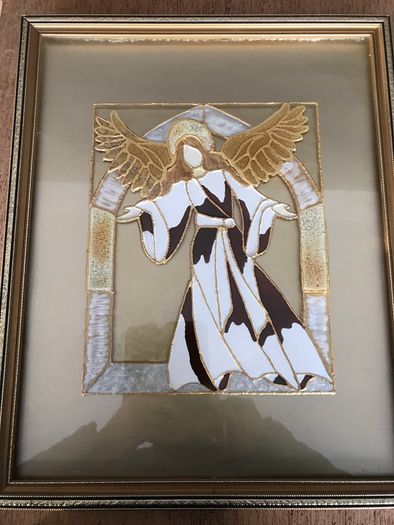 Framed Glass Painting of an Angel