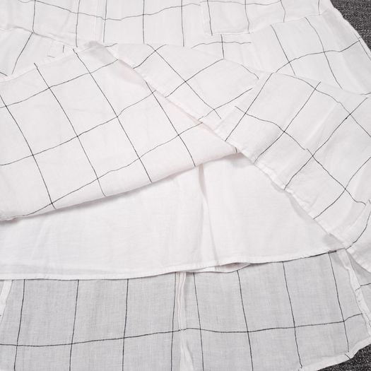 Mango White Black Grid Pattern Cold Shoulder Midi Dress Size XS