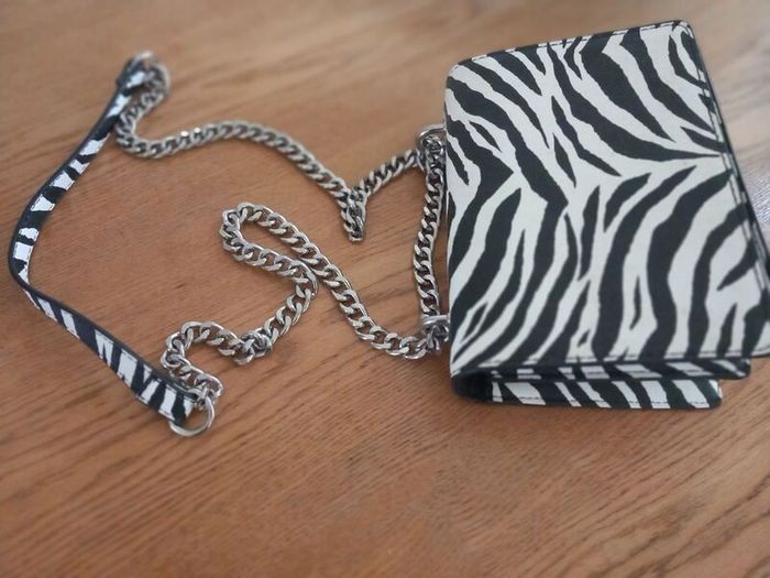 Zebra Print Shoulder Bag with Adjustable Chain Strap