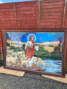 The Good ShepardJesus Chris Framed Wall Rug