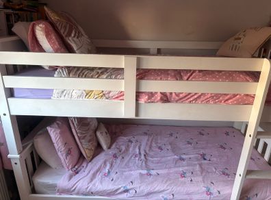 white bunk bed