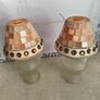 SET OF 2 Small decorative colourful glass candle lamp holder NIGHT LIGHT 17 CM. TALL Image 3