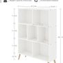 7 Cube Bookshelf, 3 Tier Modern White Bookcase with Legs, 31 inch Wooden Book Shelf, Toy Storage Organizer, Floor Standing Display Cabinet Rack for Hoom Office, White Image 2