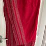 vintage red shawl featuring a woven jacquard pattern Image 2