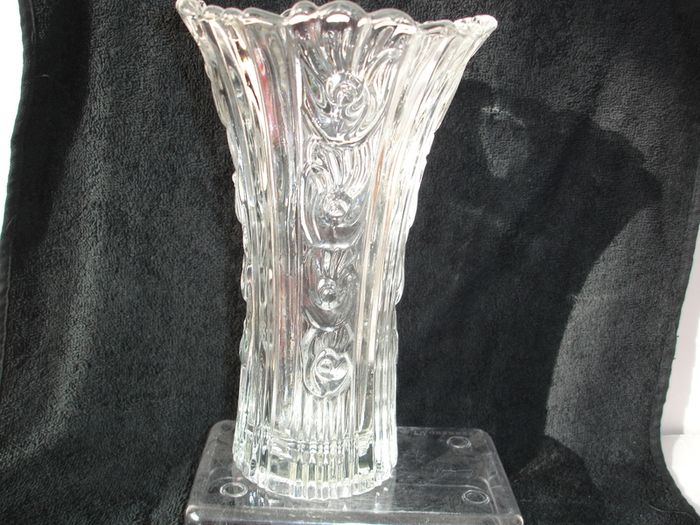 Elena Borgonovo Tall/Heavy Clear Glass Vase Italy 10 inches