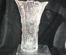 Elena Borgonovo Tall/Heavy Clear Glass Vase Italy 10 inches