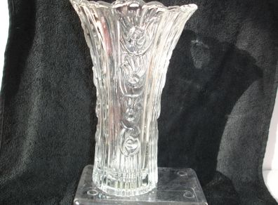 Elena Borgonovo Tall/Heavy Clear Glass Vase Italy 10 inches