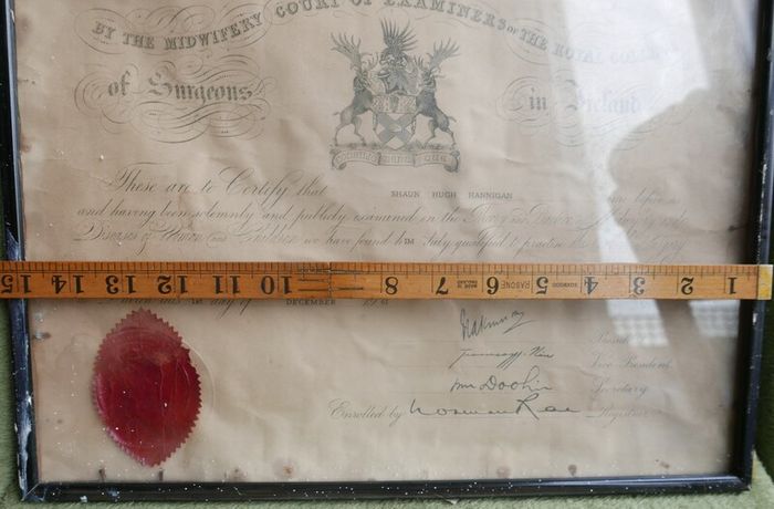 Vintage Diploma by the Midwifery Court of Examiners of the Royal College of Surgeons in Ireland 1961