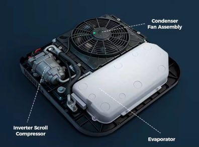 12V 24V Rooftop Parking Air Conditioner High Efficiency Low Noise Cooling AC System For Trucks Excavators Campervans Rvs