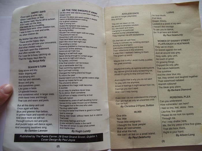 Poetry booklet 'The Poets Corner; Ireland of Poetry'