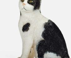 schleich black and white sitting cat toy figurine RETIRED 13637