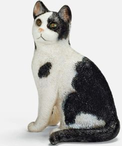schleich black and white sitting cat toy figurine RETIRED 13637