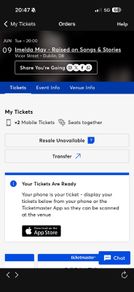 2 x imelda may tickets for Tuesday 9th of June , selling as for my mam but she's unwell and can't attend! Face value