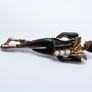 Vintage style lady silhouette brooch - black and gold tone Image 2