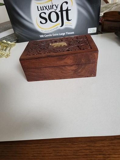 Carved wooden trinket box