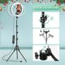 Light with Tripod Stand & Phone Holder - 10 inch Selfie LED Ringlight Dimmable Desktop Lamp 40 Colors RGB Tall Circle Light for Camera Makeup Video (FREE SHIPPING) Image 4