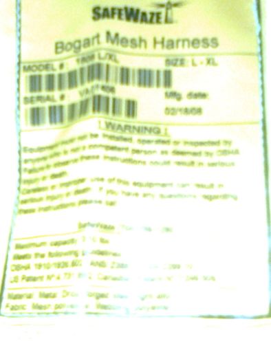 High Vis Vest Safety Harness Size L-XL