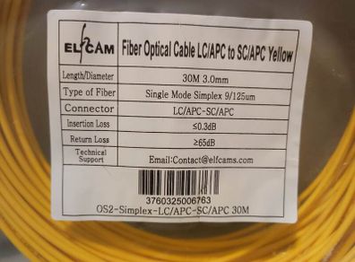 Fibre Optic Cable SC/APC to LC/APC 3m 5m 30m