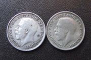 Great Britain. George V. 2 Silver coins@3p (1920+1921)