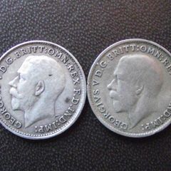 Great Britain. George V. 2 Silver coins@3p (1920+1921)